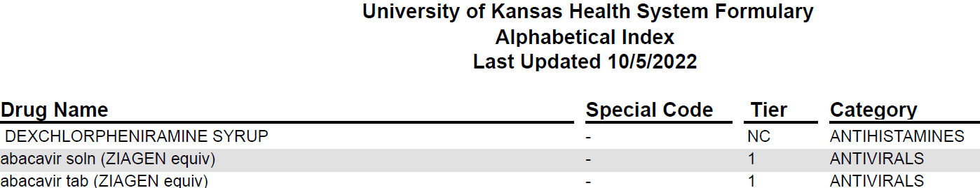 How To Read Your Drug Formulary - The University Of Kansas Health ...