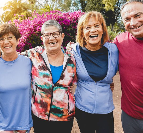 Image of retired people having fun and laughing